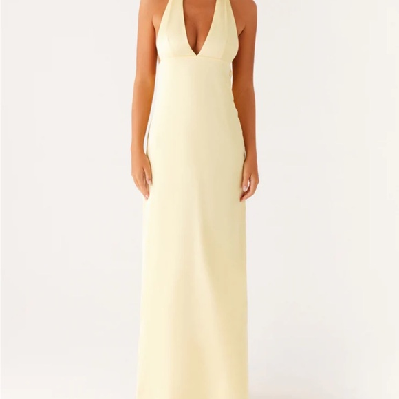 Peppermayo Dresses & Skirts - Peppermayo Alicia halter satin maxi dress - yellow